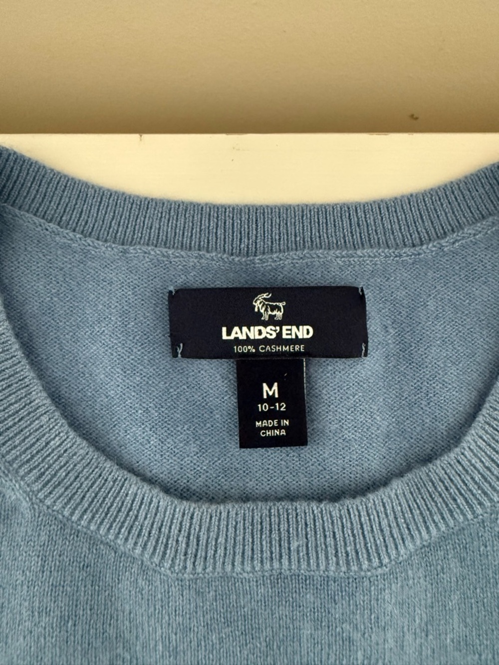 Lands’ End 100% Cashmere Striped Sweater Blue Green Crewneck Size M - Picture 4 of 8